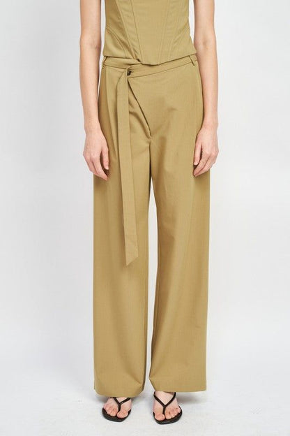 Emory Park | Asymmetrical Long Belt Trousers us.meeeshop - Pants