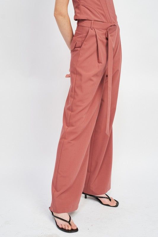 Emory Park | Asymmetrical Long Belt Trousers us.meeeshop - 