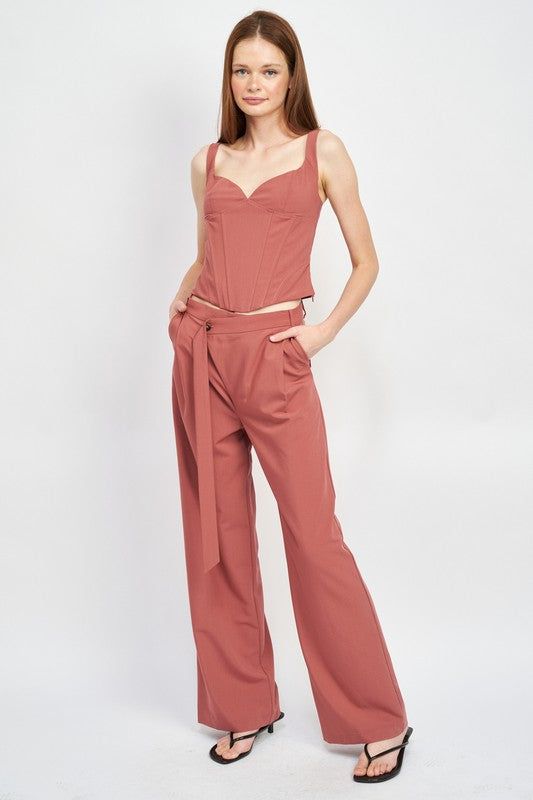 Emory Park | Asymmetrical Long Belt Trousers us.meeeshop - 