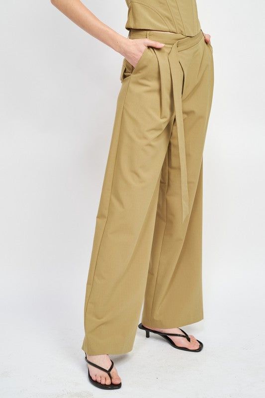 Emory Park | Asymmetrical Long Belt Trousers us.meeeshop - 