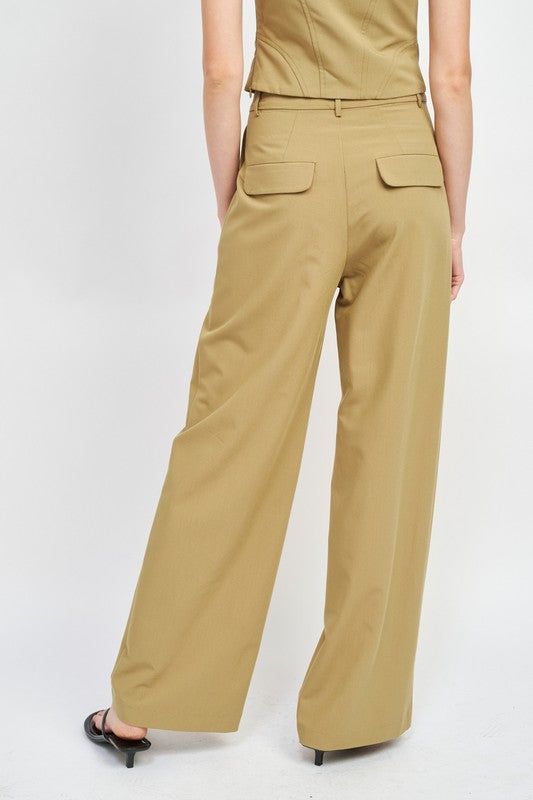 Emory Park | Asymmetrical Long Belt Trousers us.meeeshop - 