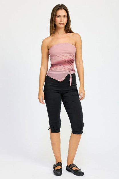 Emory Park Asymmetrical Shirred Tube Top us.meeeshop - 