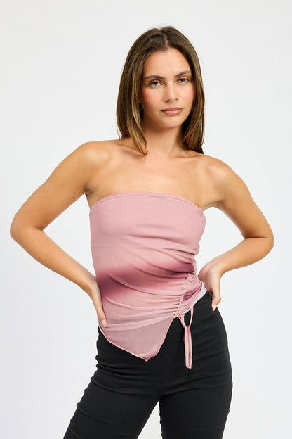 Emory Park Asymmetrical Shirred Tube Top us.meeeshop - Shirts & Tops