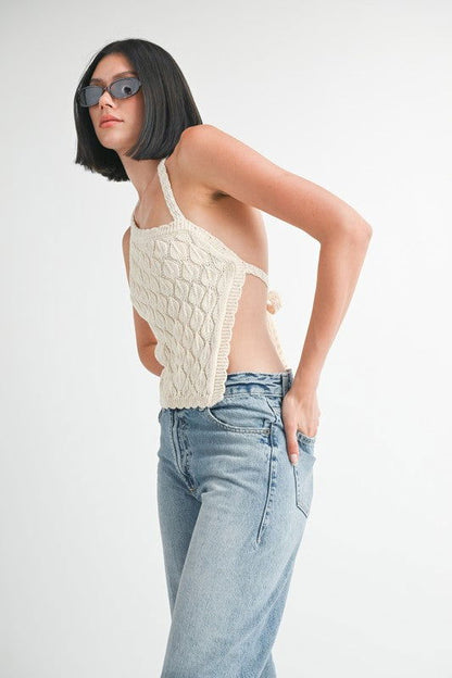 Emory Park Asymmetrical Shoulder Top With Back Tie us.meeeshop - 