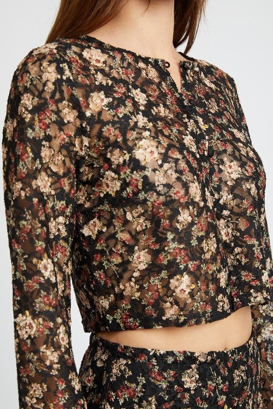 Emory Park | Belll Sleeve Cropped Top us.meeeshop - 