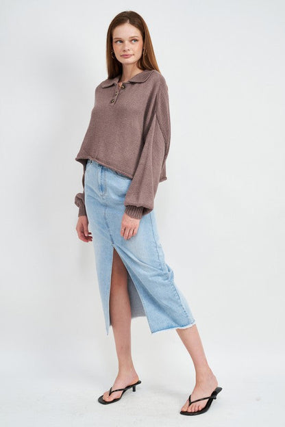 Emory Park | Button Up Boxy Cropped Sweater | us.meeeshop