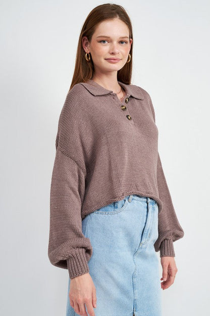 Emory Park | Button Up Boxy Cropped Sweater | us.meeeshop