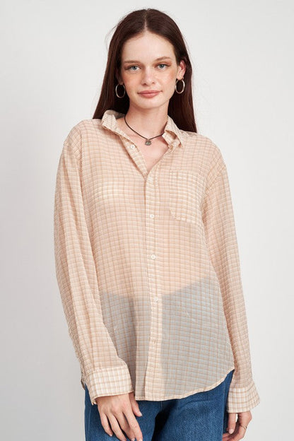 Emory Park | Button Up Boyfriend Flannel Shirt | us.meeeshop