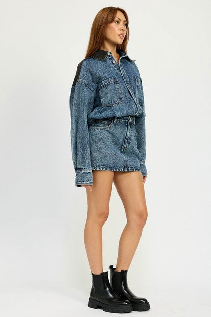 Emory Park Button Up Denim Mini Dress us.meeeshop - 