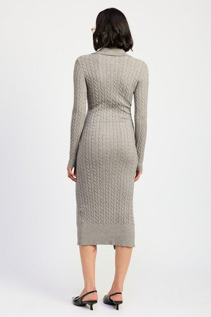 Emory Park Buttoned Long Sleeve Cable Knit Dress us.meeeshop - 