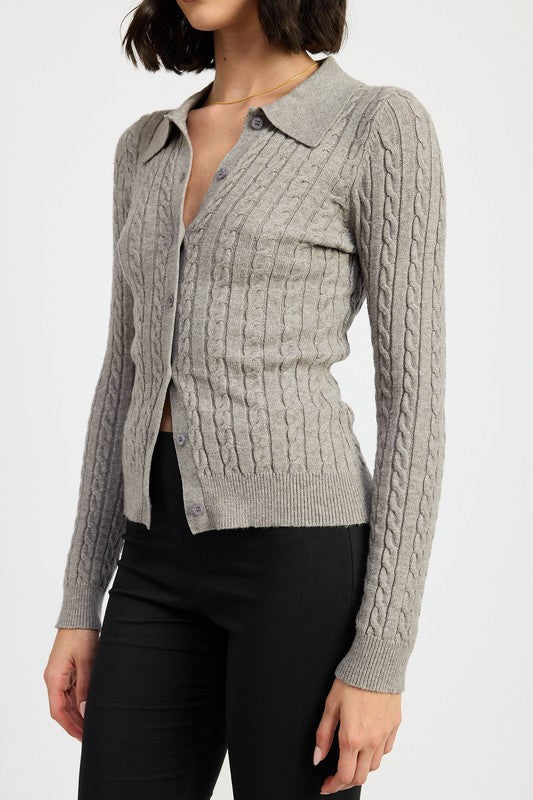 Emory Park Cable Knit Cardigan Top us.meeeshop - 