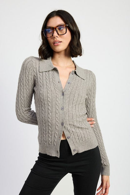 Emory Park Cable Knit Cardigan Top us.meeeshop - Shirts & Tops