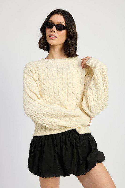 Emory Park Cable Knit Cropped Sweater us.meeeshop - 