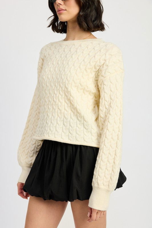 Emory Park Cable Knit Cropped Sweater us.meeeshop - 