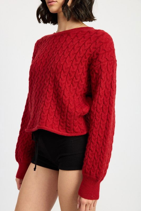 Emory Park Cable Knit Cropped Sweater us.meeeshop - 