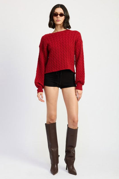 Emory Park Cable Knit Cropped Sweater us.meeeshop - 