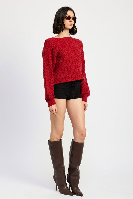 Emory Park Cable Knit Cropped Sweater us.meeeshop - 