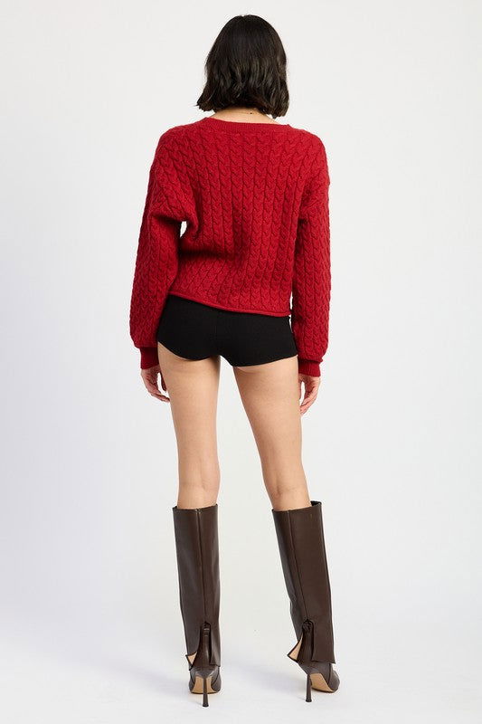 Emory Park Cable Knit Cropped Sweater us.meeeshop - 