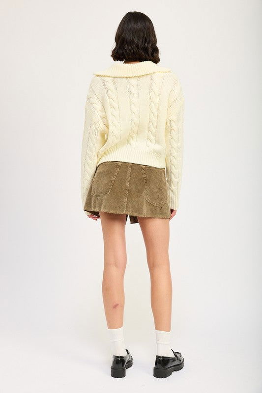 Emory Park Cable Knit Sweater With Half Zip us.meeeshop - 