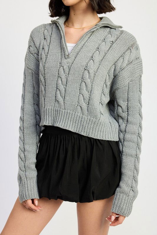 Emory Park Cable Knit Sweater With Half Zip us.meeeshop - 