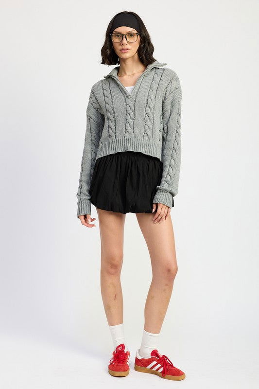 Emory Park Cable Knit Sweater With Half Zip us.meeeshop - 