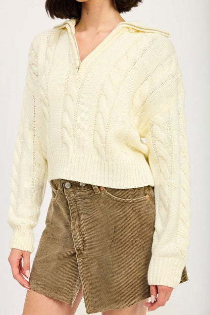 Emory Park Cable Knit Sweater With Half Zip us.meeeshop - 