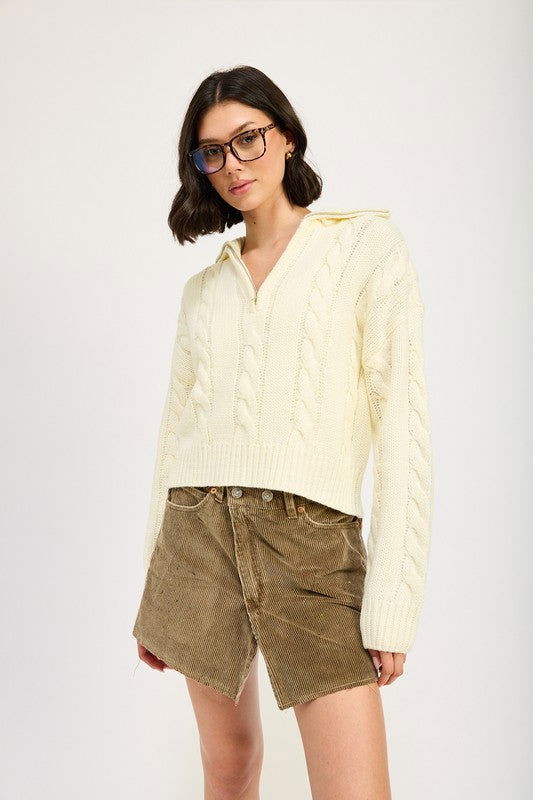 Emory Park Cable Knit Sweater With Half Zip us.meeeshop - 