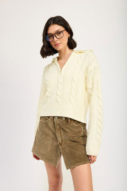 Emory Park Cable Knit Sweater With Half Zip us.meeeshop - 