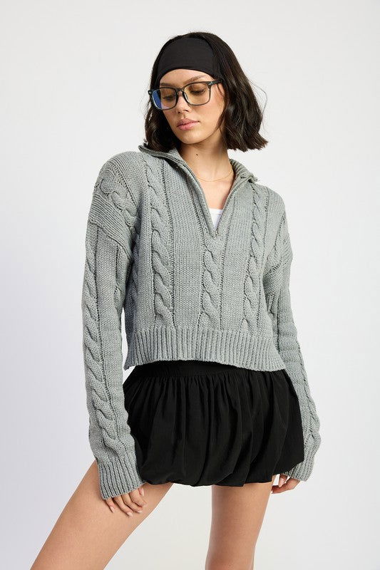 Emory Park Cable Knit Sweater With Half Zip us.meeeshop - 