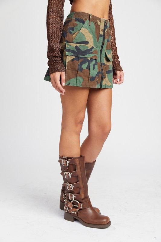 Emory Park Camo Mini Skirt With Front Zipper | us.meeeshop
