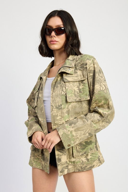 Emory Park Camo Twill Jacket With Flap Pockets us.meeeshop - Coats & Jackets