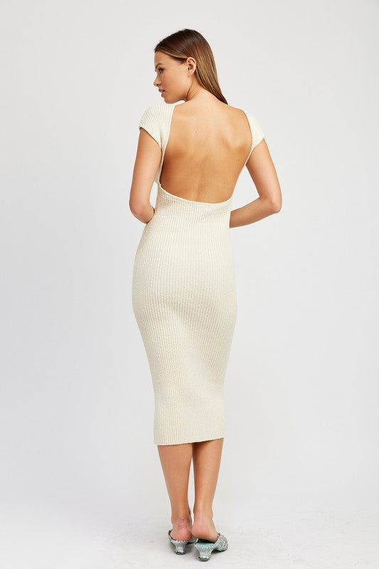 Emory Park Cap Sleeve Bodycon Dress With Open Back | us.meeeshop