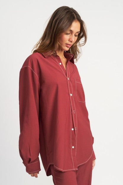 Emory Park Contrasted Stitch Button Down Shirt us.meeeshop - 