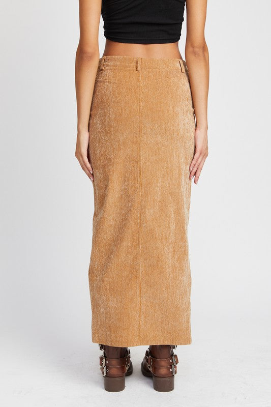 Emory Park Corduroy Mid Skirt With Front Slit | us.meeeshop