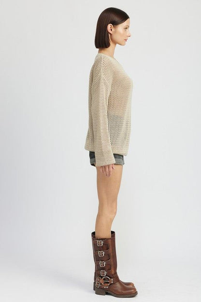 Emory Park Crochet Long Sleeve Top us.meeeshop - 