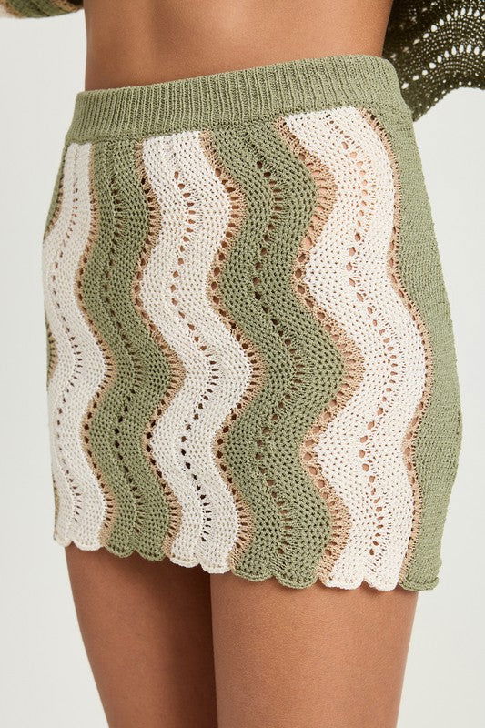 Emory Park Crochet Mini Skirt With Elastic Waistband us.meeeshop - 