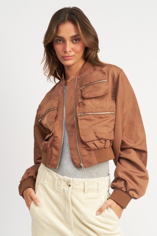 Emory Park | Cropped Bomber Jacket us.meeeshop - Coats & Jackets