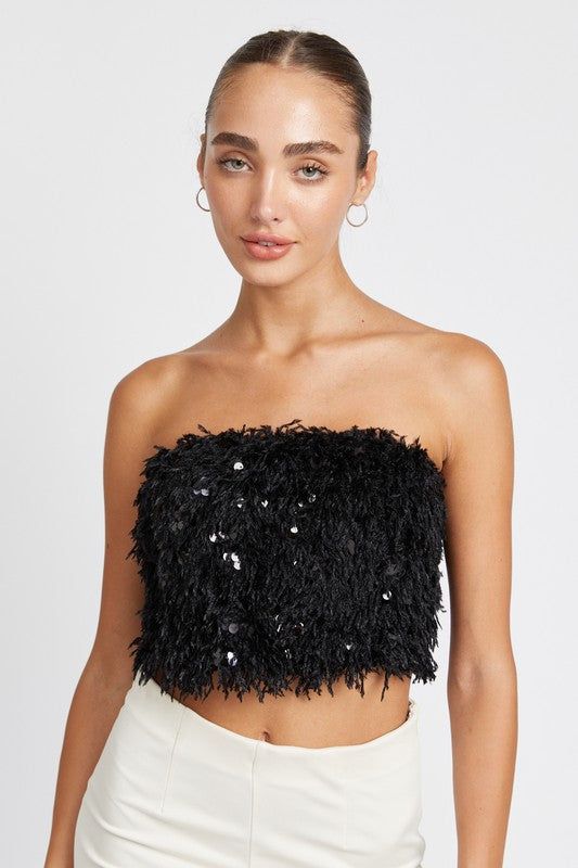 Emory Park Feather Tube Top us.meeeshop - Shirts & Tops