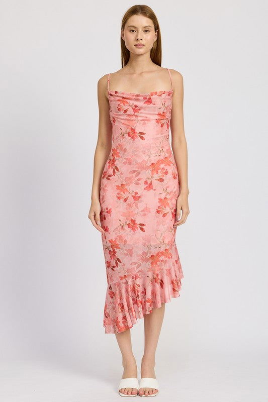 Emory Park Floral Asymmetrical Dress With Ruffle Detail us.meeeshop - Dresses