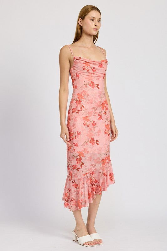 Emory Park Floral Asymmetrical Dress With Ruffle Detail us.meeeshop - 