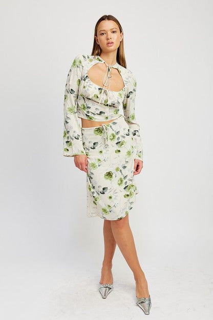 Emory Park Floral Blouse With Neck Tie us.meeeshop - 