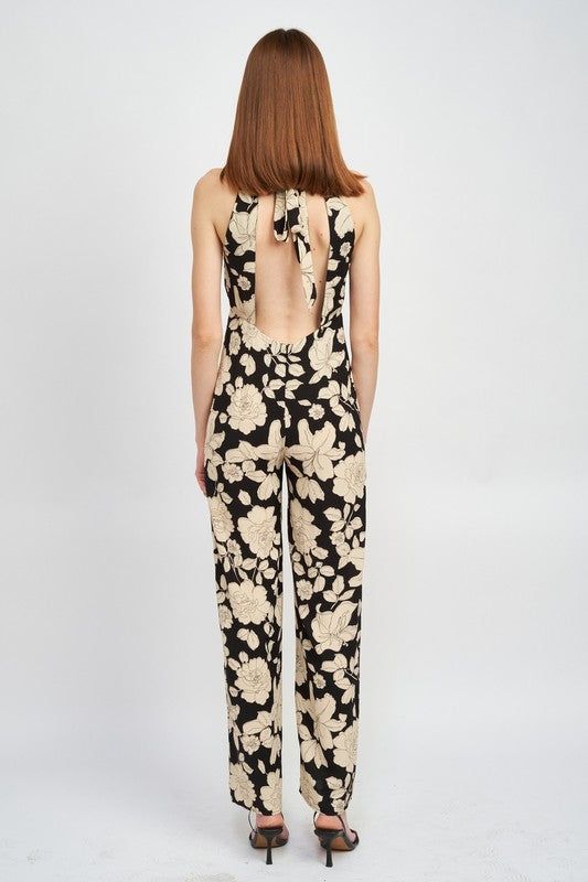 Emory Park | Floral Halterneck Jumpsuit With Open Back us.meeeshop - 