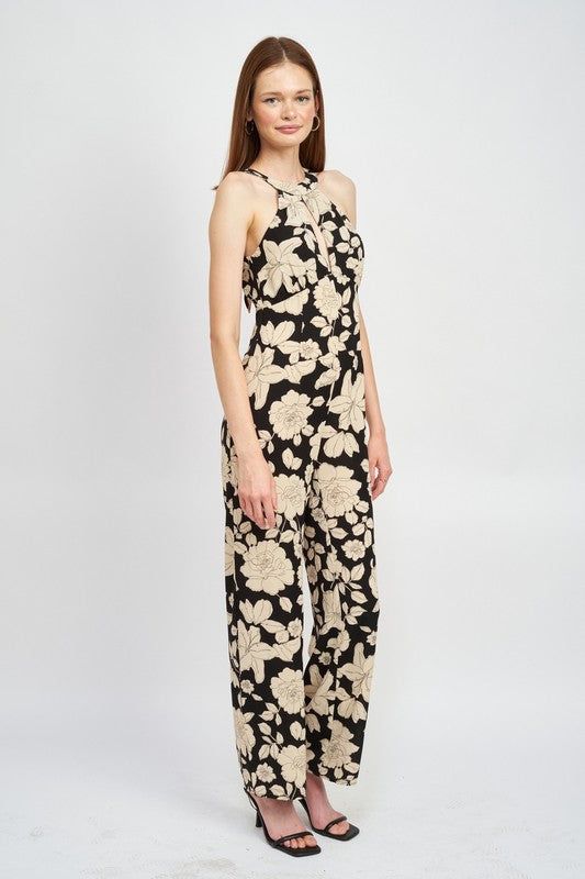 Emory Park | Floral Halterneck Jumpsuit With Open Back us.meeeshop - 