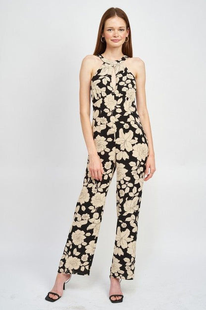 Emory Park | Floral Halterneck Jumpsuit With Open Back us.meeeshop - Jumpsuits & Rompers