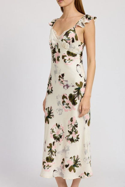 Emory Park Floral Midi Dress With Lace Detail us.meeeshop - 