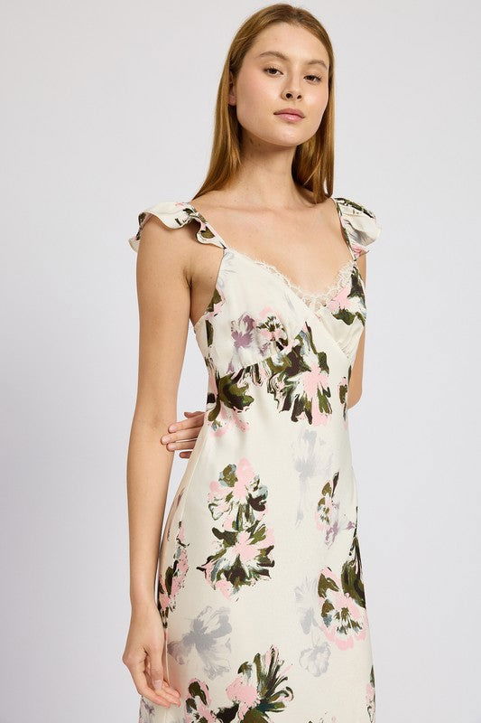 Emory Park Floral Midi Dress With Lace Detail us.meeeshop - 