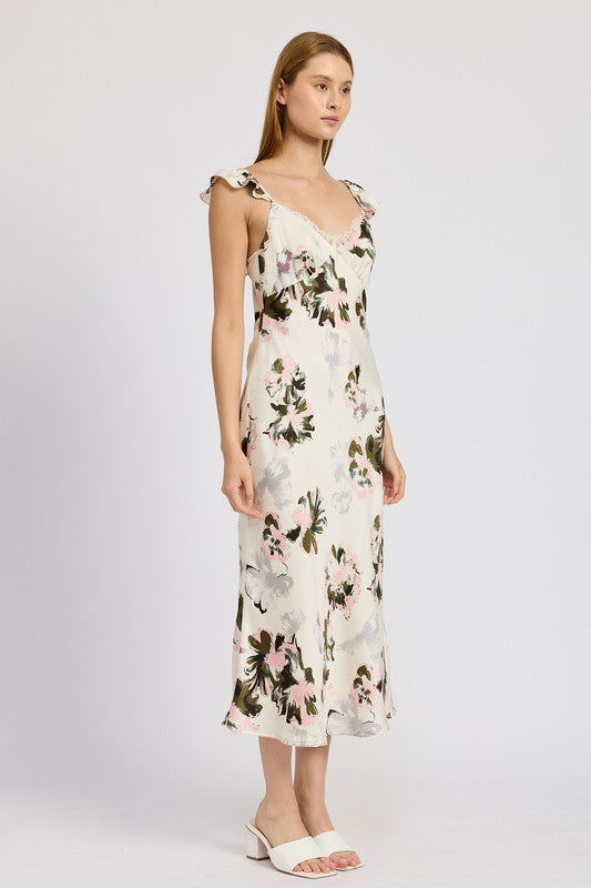 Emory Park Floral Midi Dress With Lace Detail us.meeeshop - 