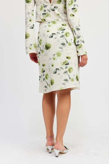 Emory Park Floral Midi Skirt With Front Drawstring | us.meeeshop