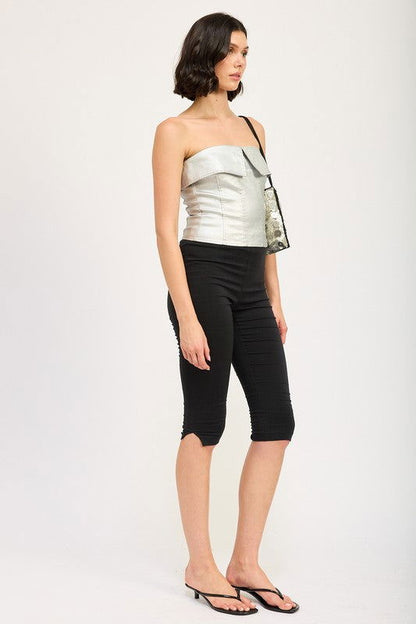 Emory Park Fold Over Corset Top In Silver us.meeeshop - 