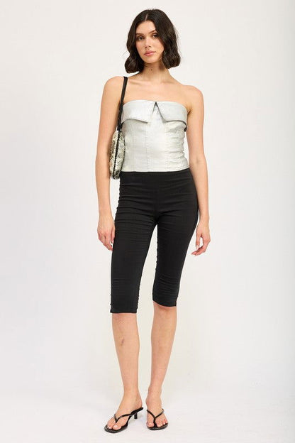 Emory Park Fold Over Corset Top In Silver us.meeeshop - 